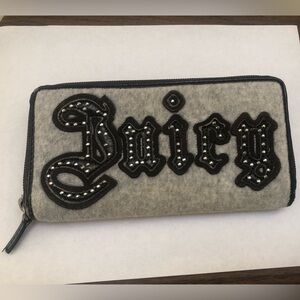 Juicy Couture Y2K Gray and Black Velour Wallet